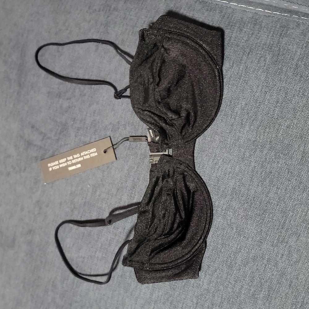 Shiny black bathing suit top